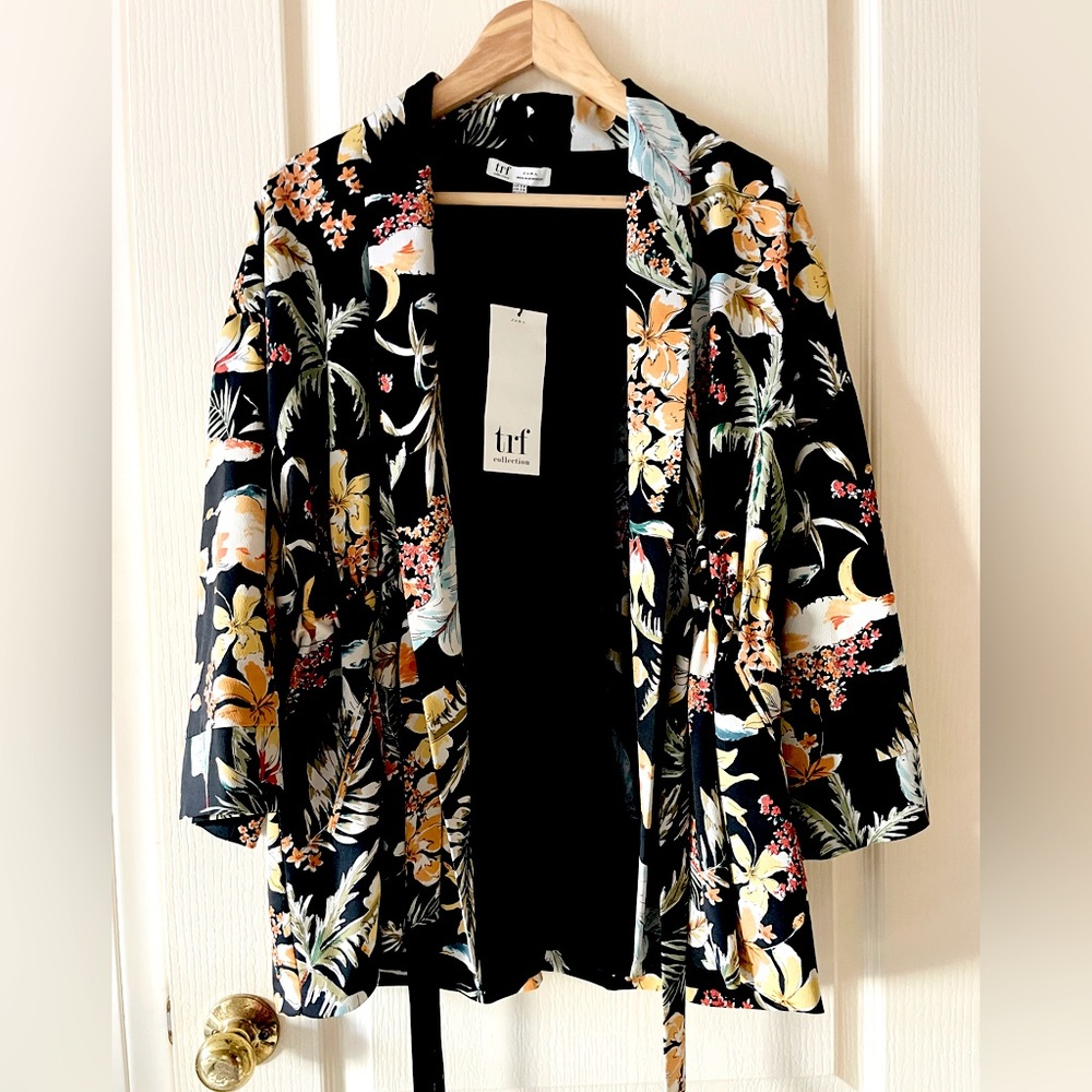 Zara Tropical Print Kimono Blazer NWT